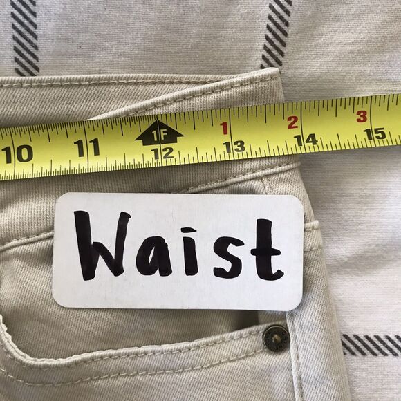 OAT New York Beige Neutral Mid Rise Wide Leg Cropped Frayed Denim Jeans - 4 27 - Picture 5 of 9